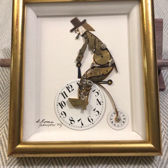 Handcrafted Other - VINTAGE Original Metal Sculpture Folk Art in Frame. Artist is Roma. London 1972.